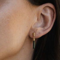 Gold Malachite bar earrings - Vurchoo - Silverado Jewellery