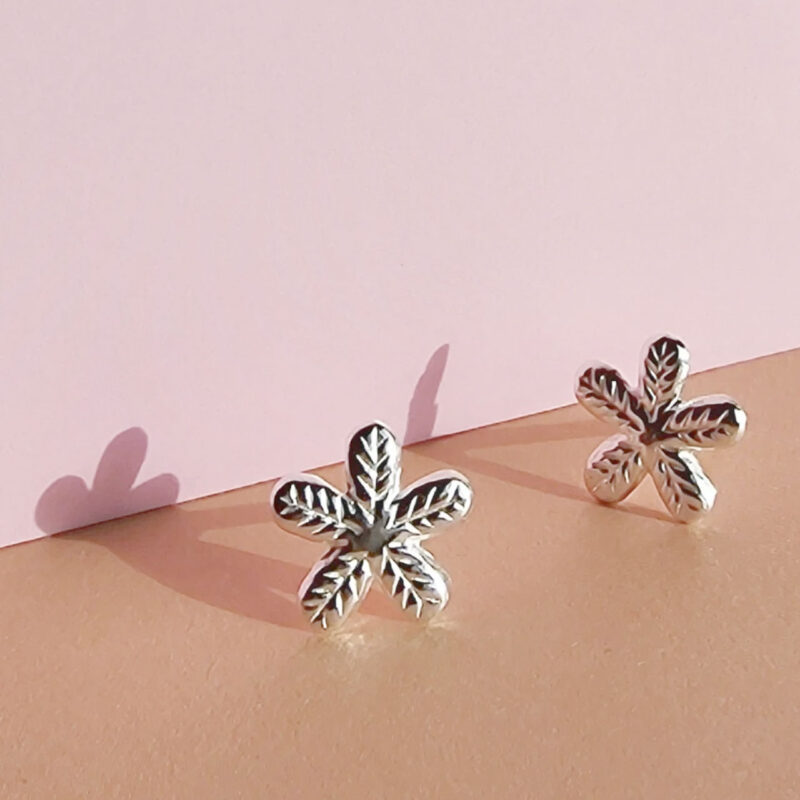 Silver flower petal stud earrings - vurchoo - Silverado Jewellery