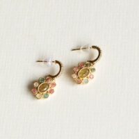 Mixed bead flower drop earrings - Amie - Shop Silverado