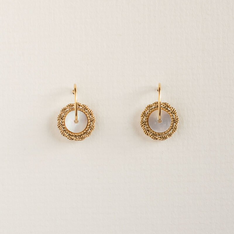 Mother of pearl disc earrings - Amie - Shop Silverado