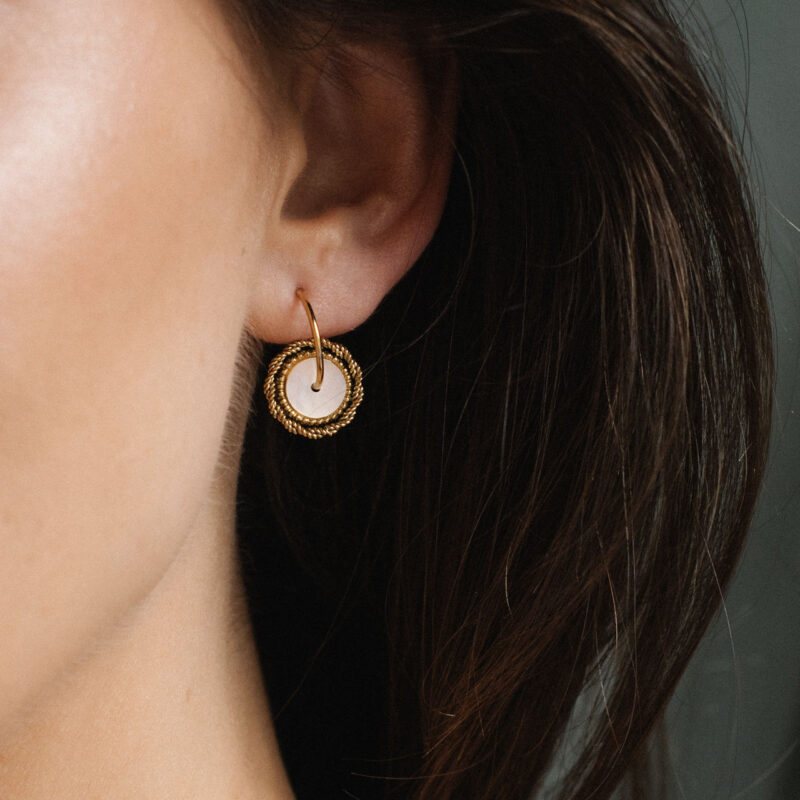 Mother of pearl disc earrings - Amie - Shop Silverado