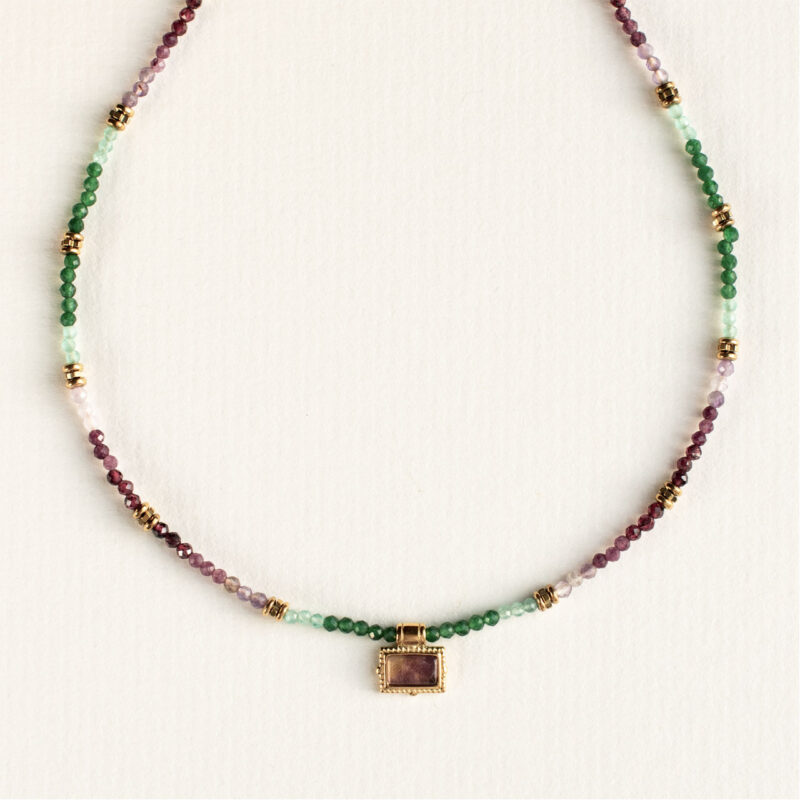 Green and purple pendant necklace - Amie- shop Silverado