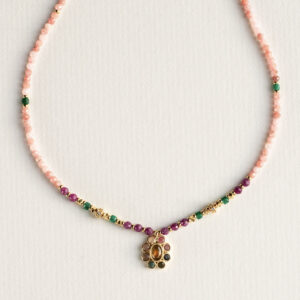 Pink And Gold Pendant Necklace - Amie - Shop Silverado