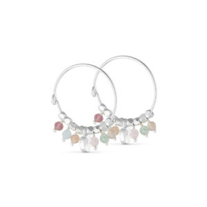 Silver Hoop With Pastel Coloured Beads - Pure By Nat - Silverado Jewellery