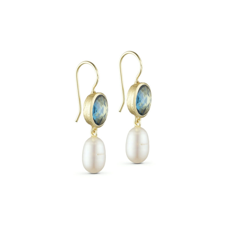 Iolite and Pearl Drop Earrings - Pure By Nat - Silverado Jewellery