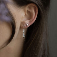 Silver rain drop earrings and dandelion stud earrings