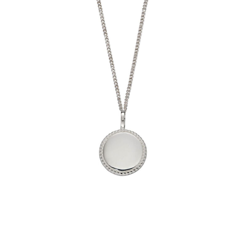 Silver Millegrain Edge Disc Pendant - Silverado Jewellery