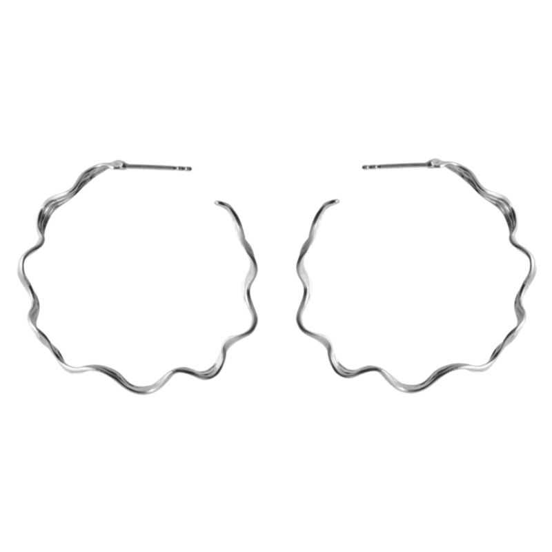 Large Silver Hellir Hoop Earrings - Pernille Corydon - Shop Silverado