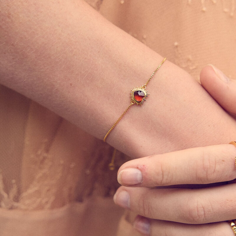 Electric Love Garnet Heart Bracelet