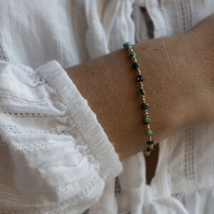 Green And Gold Beaded Bracelet - Amie - Silverado Jewellery