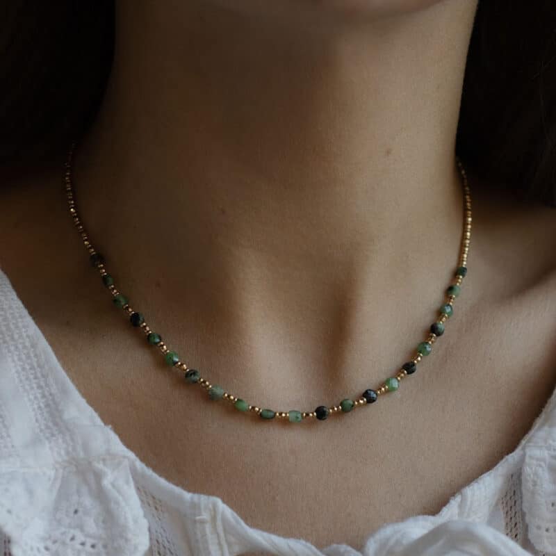 Green and Pink Tourmaline Bead Necklace - Amie - Silverado jewellery