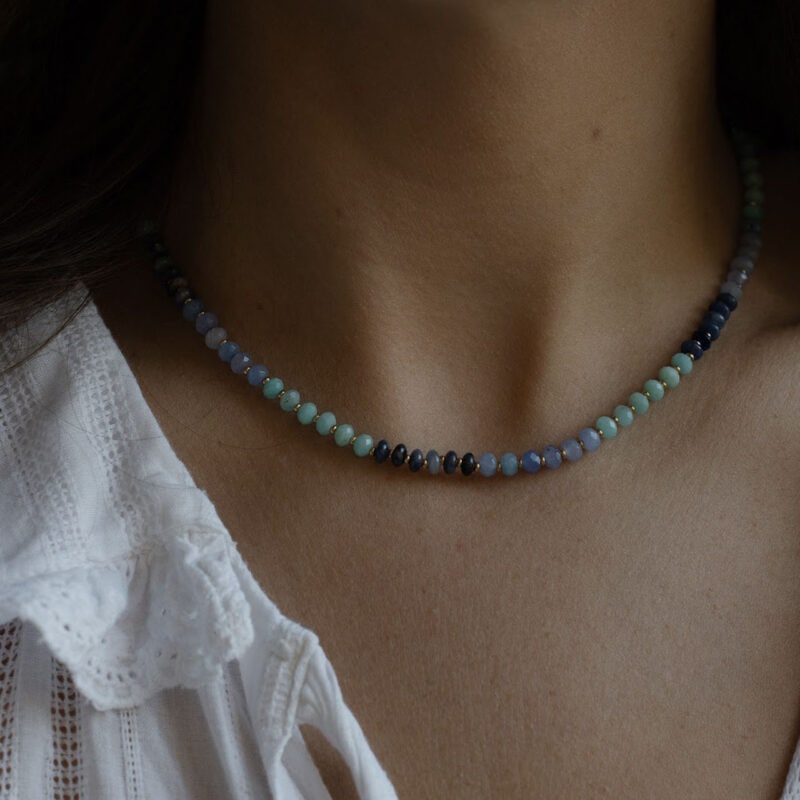 Mixed Blue Bead Necklace - Amie - Silverado Jewellery