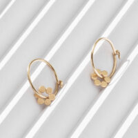 Gold Holly Fern Hoop Earrings - One & Eight - Silverado Jewellery