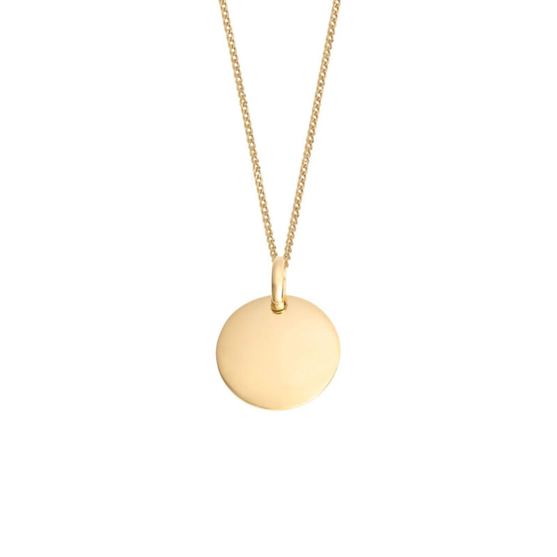 Gold round engravable pendant - Silverado Jewellery