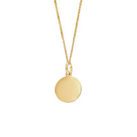 Gold 12mm round engravable pendant - Silverado Jewellery