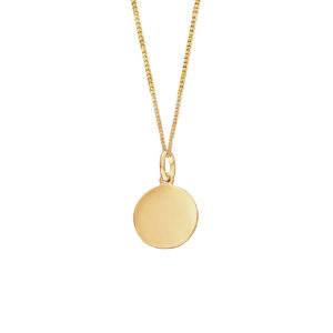 Gold 12mm round engravable pendant - Silverado Jewellery