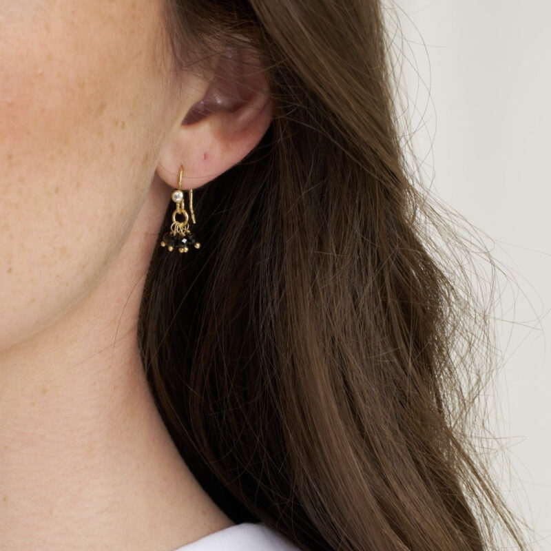 Lina Black Spinel Hook Earrings - Pure By Nat - Silverado Jewellery