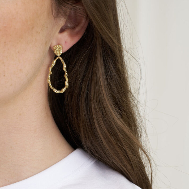 Gold Vela Drop Stud Earring - Pure By Nat - Silverado Jewellery