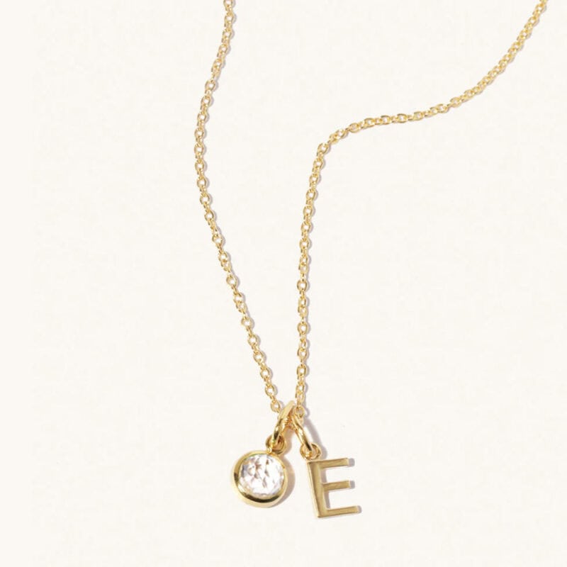 April Birthstone and Initial Necklace - Luceir - Silverado Jewellery