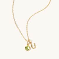 August Birthstone and Initial Necklace - Luceir - Silverado Jewellery