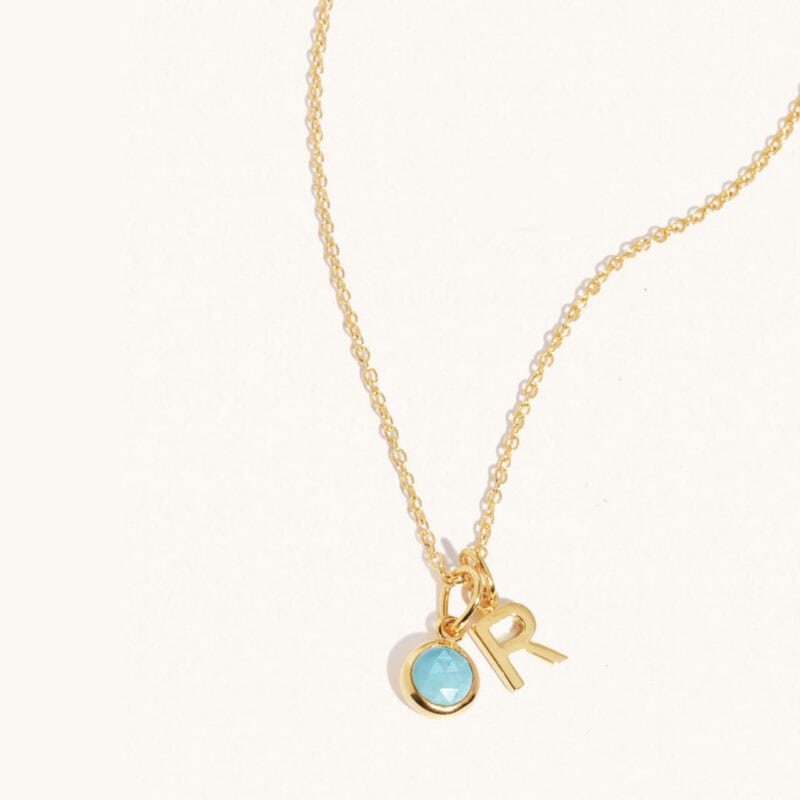 December Birthstone and Initial Necklace - Luceir - Silverado Jewellery