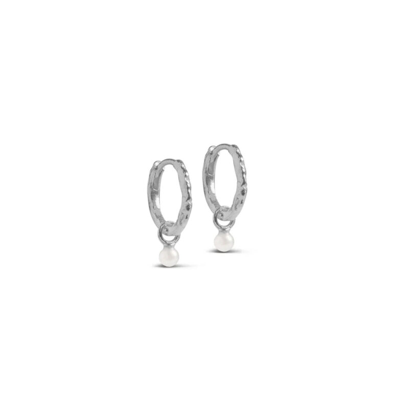 Silver belle pearl hoop earrings - Enamel Copenhagen - Silverado Jewellery