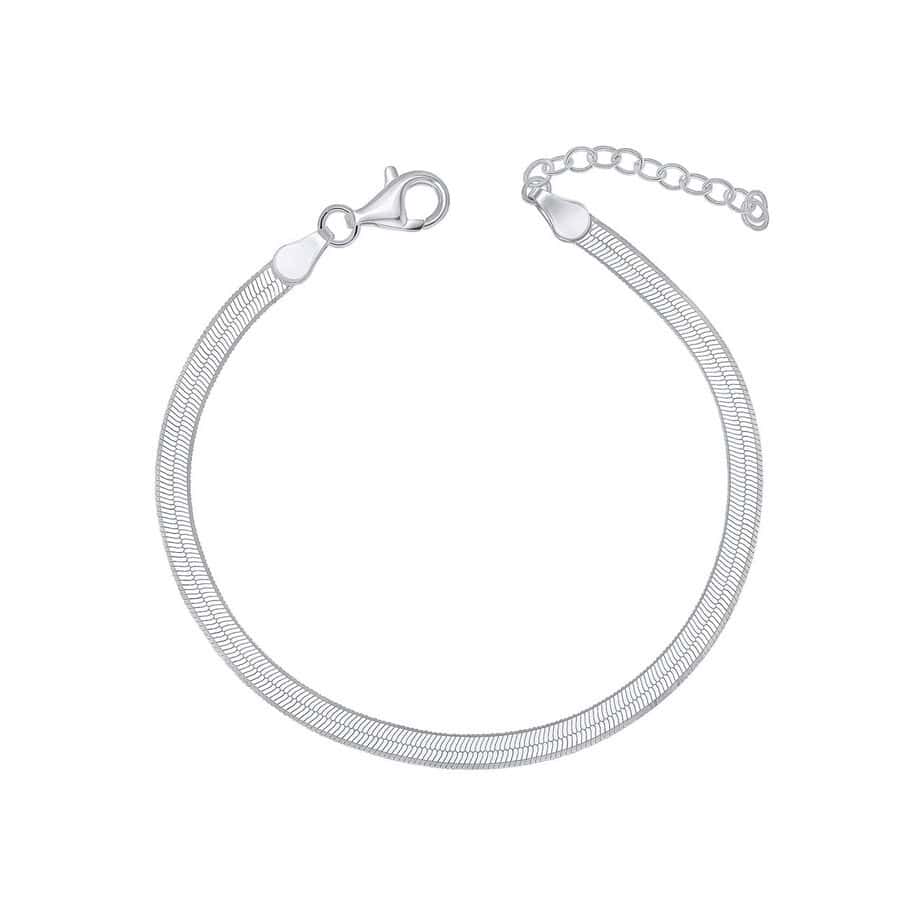 Sophisticated Silver Herringbone Chain Bracelet: Sterling Silver