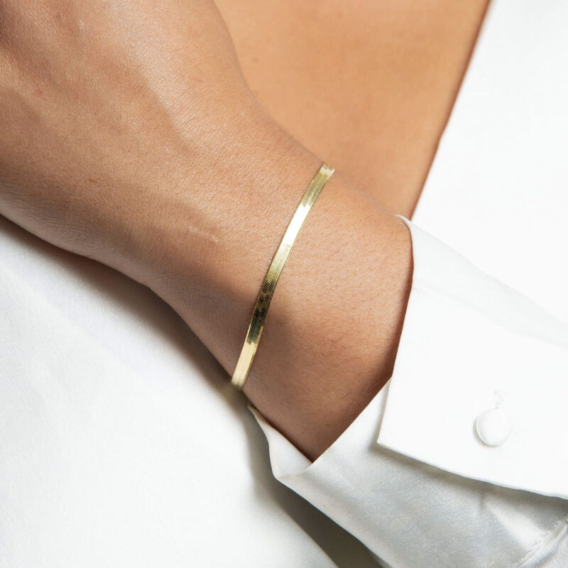 Gold herringbone bracelet - silverado jewellery