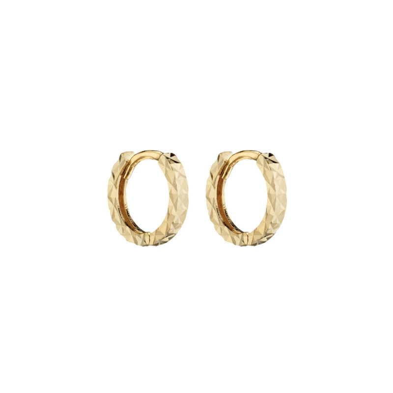 Gold Diamond Cut Huggie Hoops - Silverado Jewellery