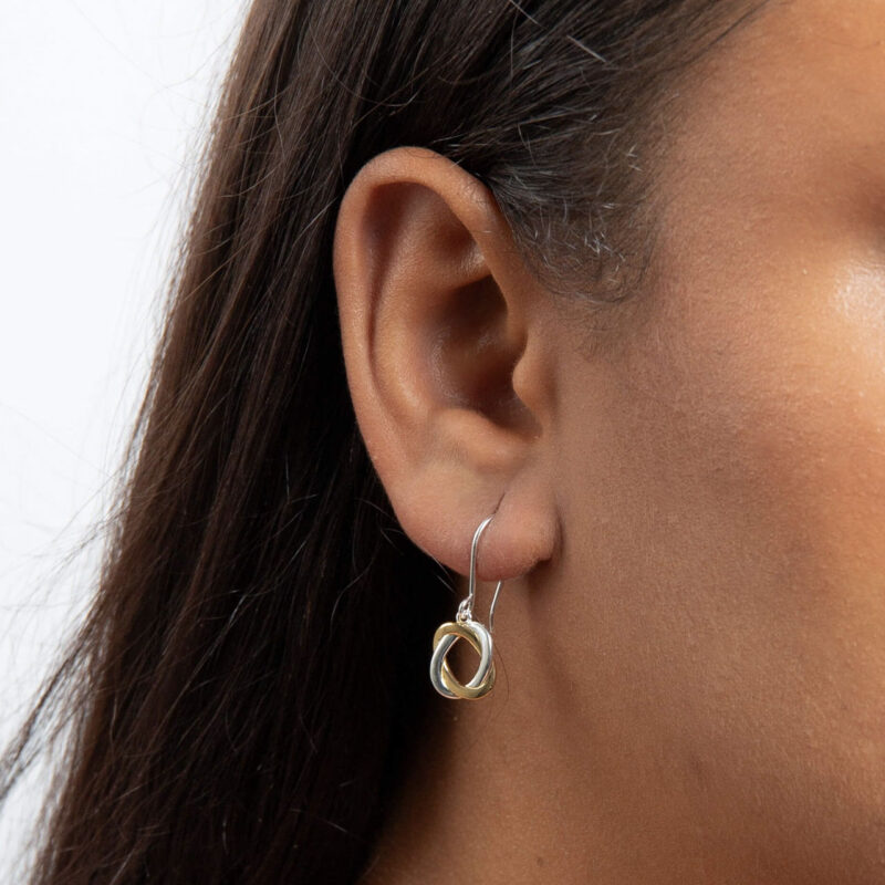 Silver and Gold Woven Drop Earrings - Silverado Jewellery