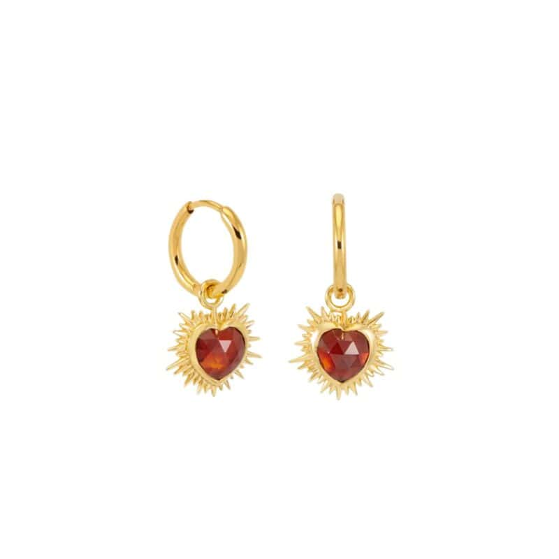 Garnet Heart Huggie Earrings - Rachel Jackson - Silverado Jewellery