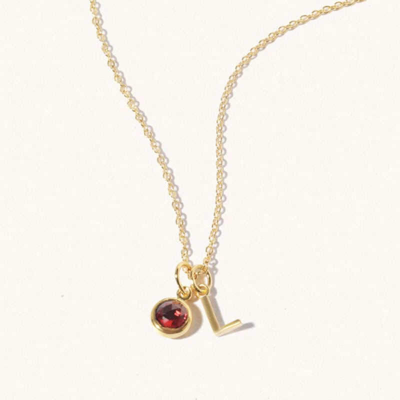 January Birthstone and Initial Necklace - Luceir - Silverado Jewellery