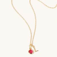 July Birthstone and Initial Necklace - Luceir - Silverado Jewellery