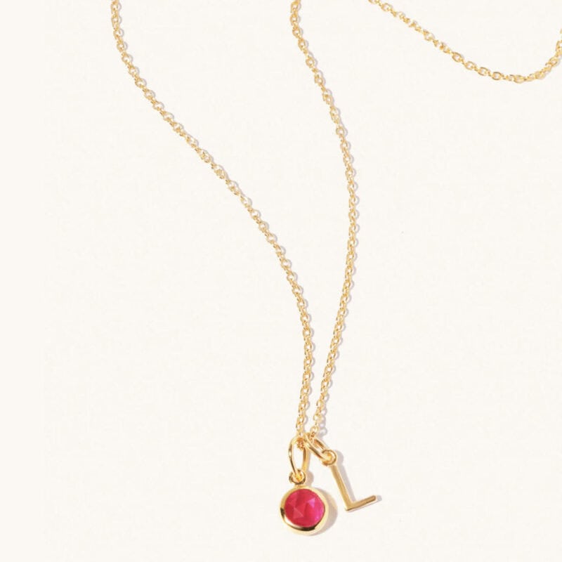 July Birthstone and Initial Necklace - Luceir - Silverado Jewellery