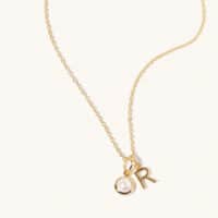 June Birthstone and Initial Necklace - Luceir - Silverado Jewellery