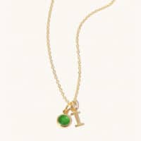 May Birthstone and Initial Necklace - Luceir - Silverado Jewellery