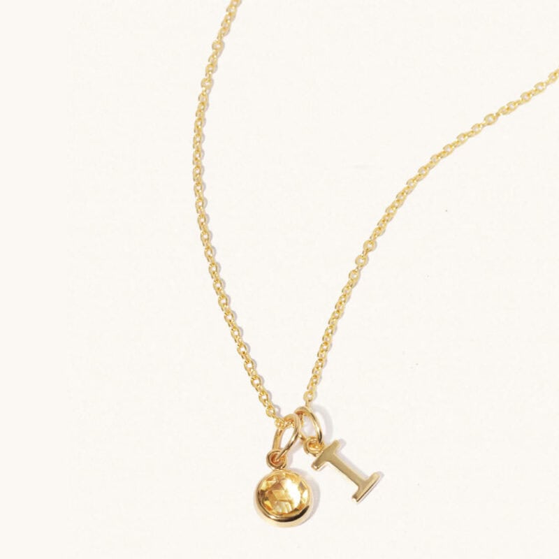 November Birthstone and Initial Necklace - Luceir - Silverado Jewellery