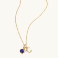 September Birthstone and Initial Necklace - Luceir - Silverado Jewellery