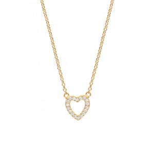 Gold Sparkly Open Heart Necklace - Silverado Jewellery