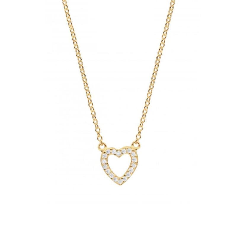 Gold Sparkly Open Heart Necklace - Silverado Jewellery