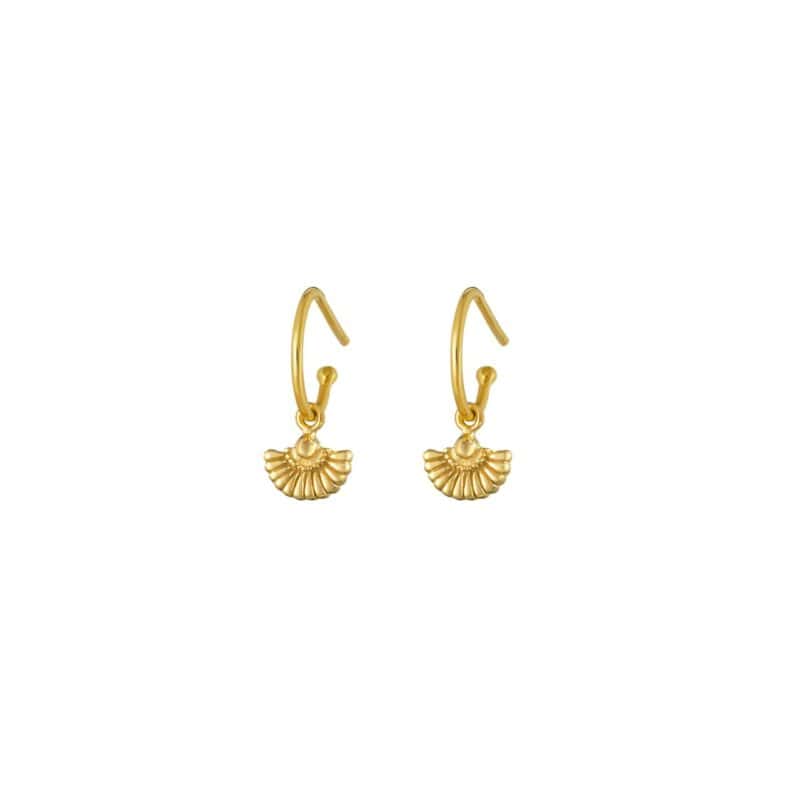 Gold Angel Fan Earrings - One and Eight - Silverado Jewellery