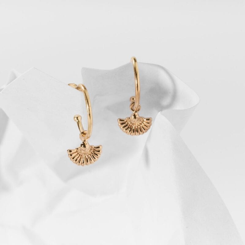 Gold Angel Fan Earrings - One and Eight - Silverado Jewellery