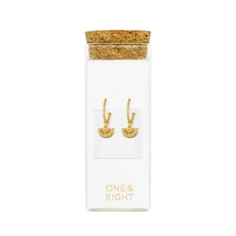 Gold Angel Fan Earrings - One and Eight - Silverado Jewellery