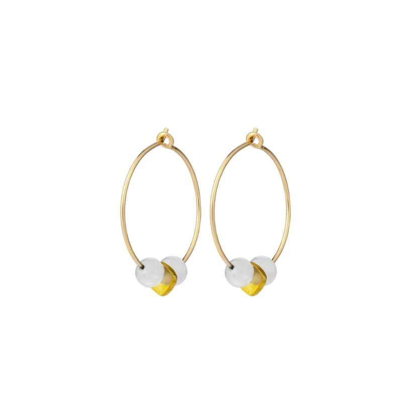 Gold Moonstone Hoop Earrings - One & Eight - Silverado Jewellery