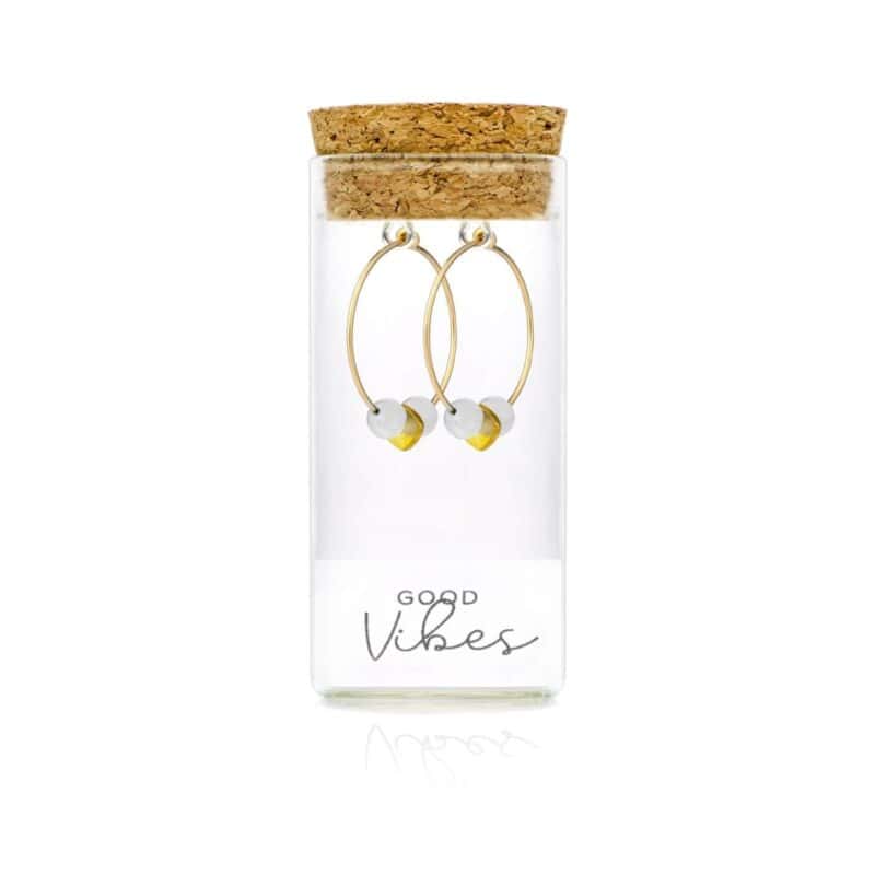 Gold Moonstone Hoop Earrings - One & Eight - Silverado Jewellery