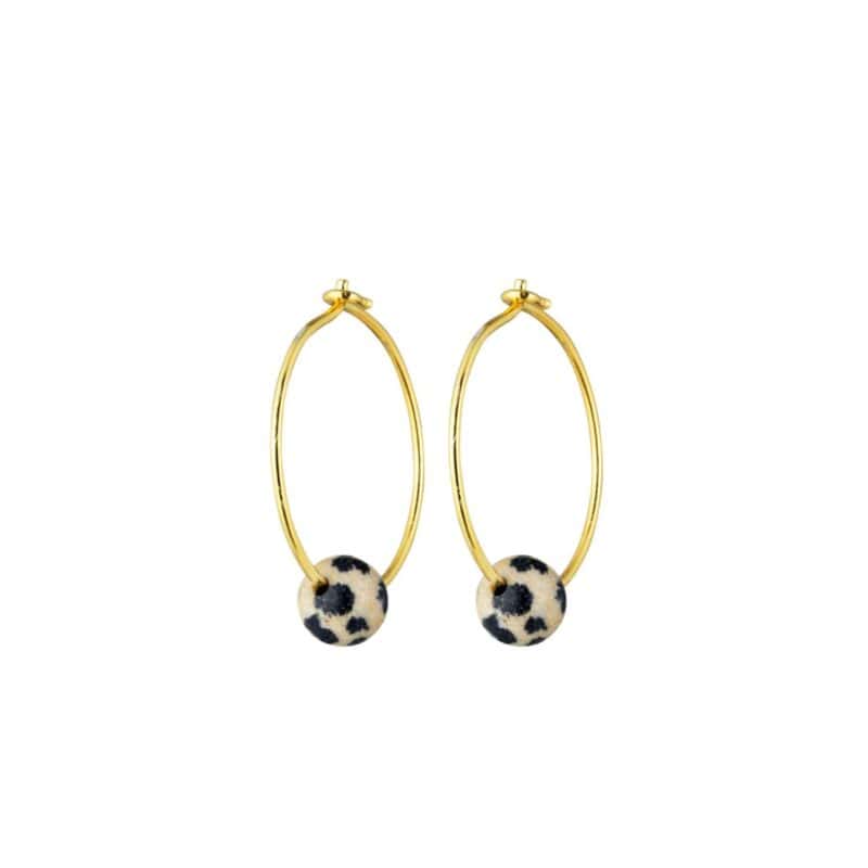 Dalmation Bead Hoop Earrings - One & Eight - Silverado Jewellery