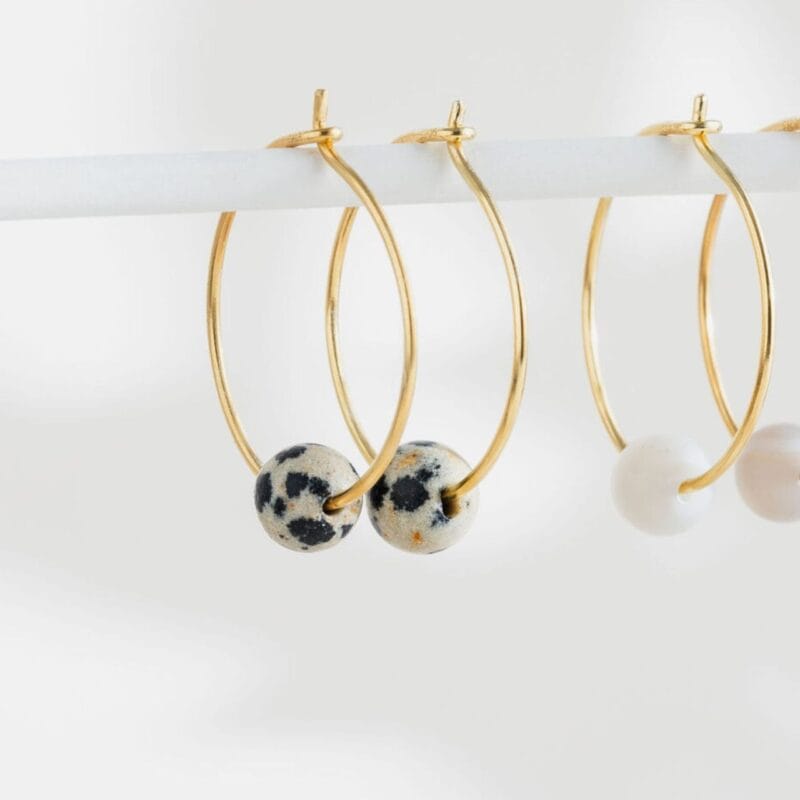 Dalmation Bead Hoop Earrings - One & Eight - Silverado Jewellery