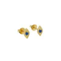 Gold Evil Eye Studs - One & Eight - Silverado Jewellery