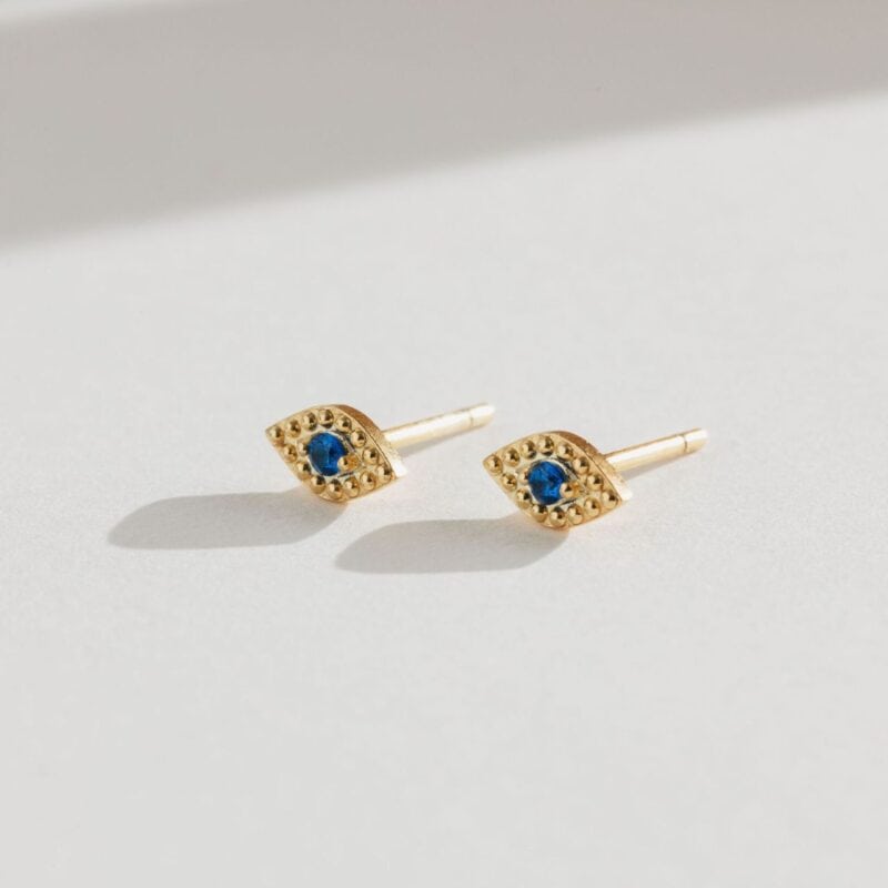 Gold Evil Eye Studs - One & Eight - Silverado Jewellery