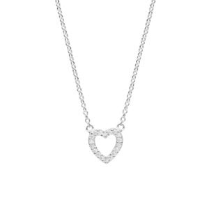 Silver Sparkly Open Heart Necklace - Silverado Jewellery